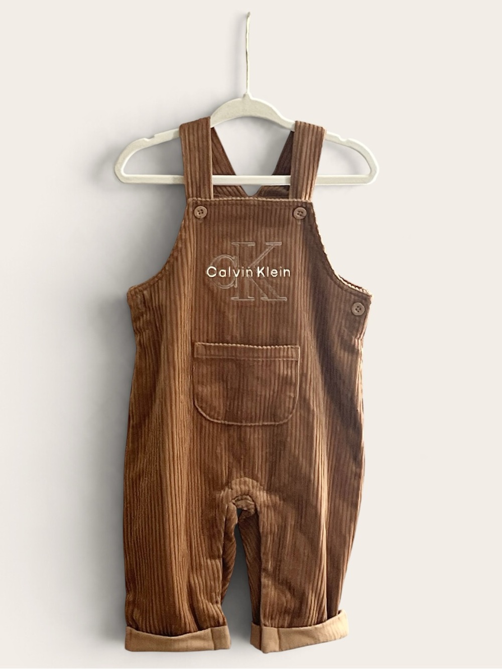Calvin Klein Baby Brown Corduroy Overalls 6–9M